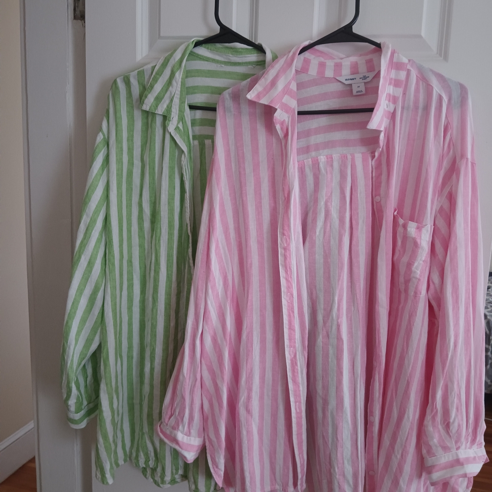 Striped Pink and Green Old Navy Linen